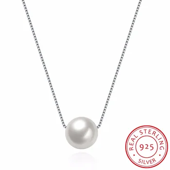 

100% Genuine 925 Sterling Silver Pearl Women's Fashion Jewelry Wedding Gifts Sterling Silver Necklace 925 Sterling Silver Pearl