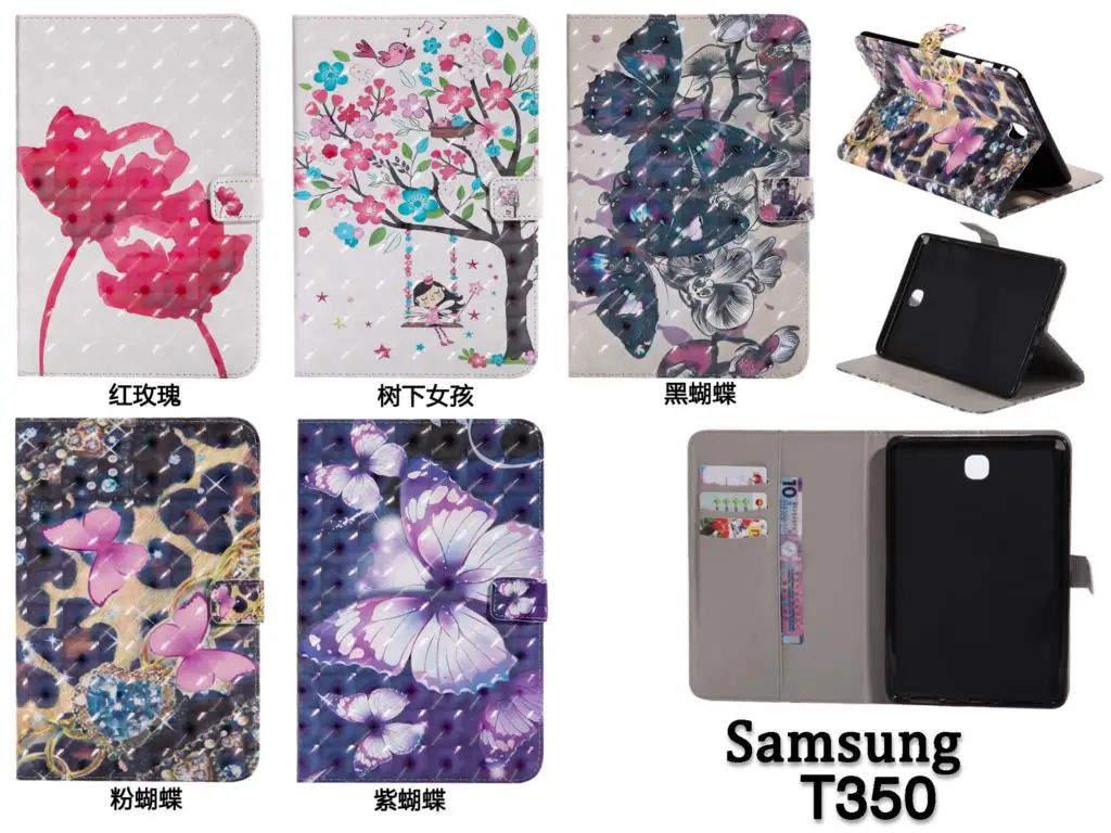 

Butterfly Print Case For Samsung Tab A 8.0 T350 Flip PU Leather Cover Case For Samsung Galaxy Tab A 8.0 SM-T350 T351 Tablet #S