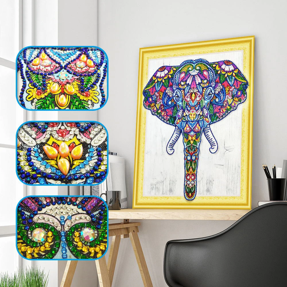 

Diamond Painting Elephant 5D DIY Special Shaped Elephant Diamond Embroidery Partial Drill Cross Stitch Needlework Diamond Mosaic