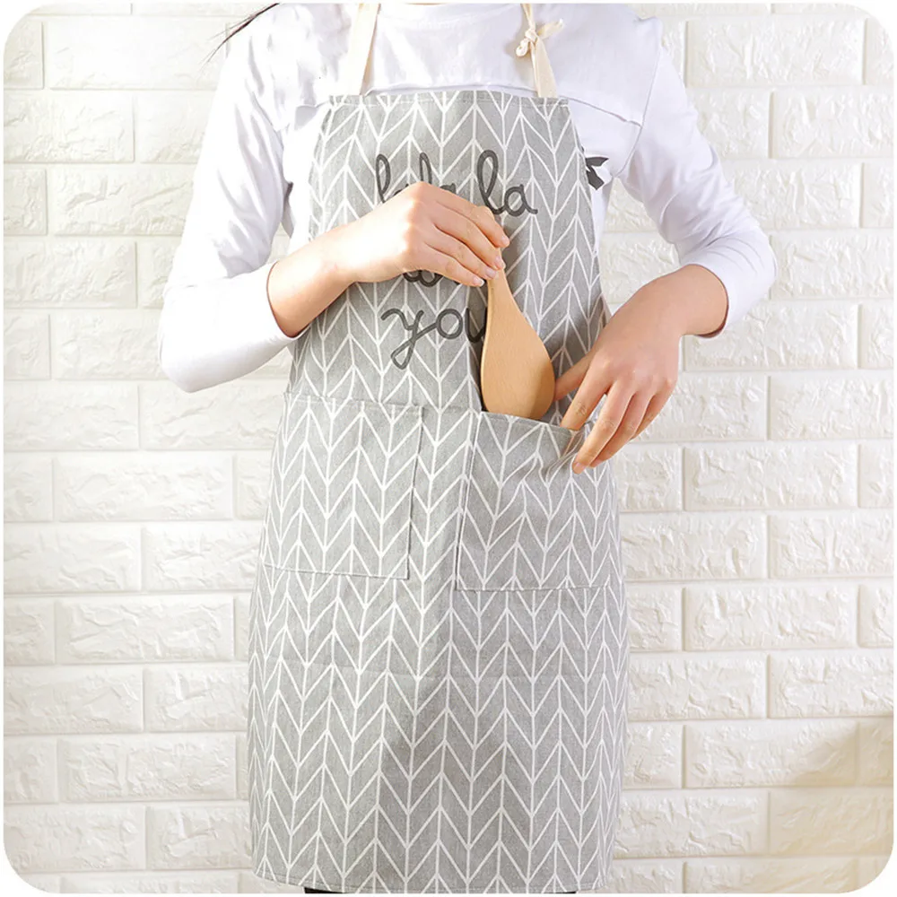 

2018 New Women Apron Kitchen Restaurant Bib Cooking Aprons With Pockets #NE911