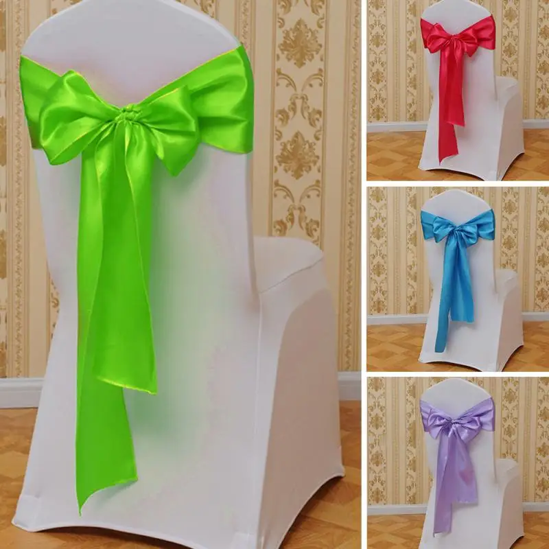 DIY Chair Cover Decoration Banquet Chair Back Cover Bow Sash Wider Bows Wedding Party Festival ...