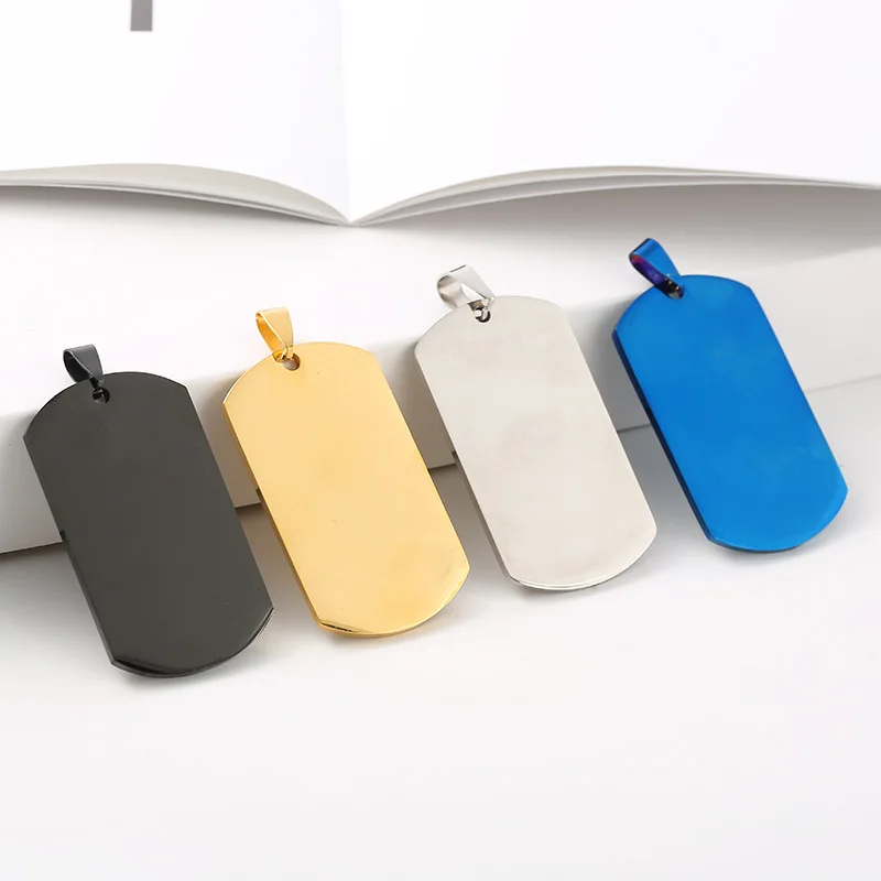 

Military Army ID Stainless Steel Customized Name Blank Dog Tags Pendant Engraved Findings 49*28mm Quality Necklace Jewelry Gift