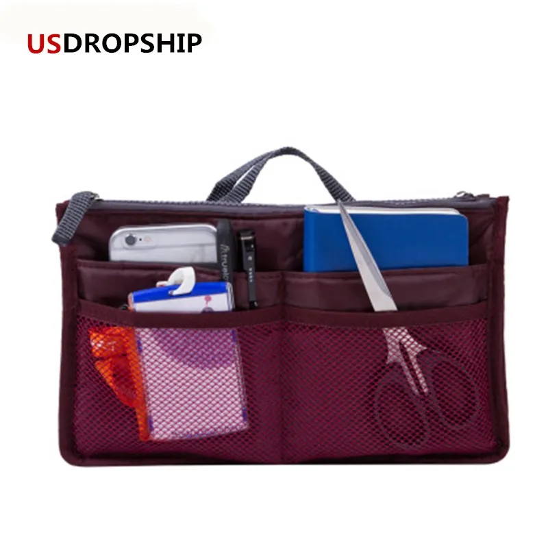 

USDROPSHIP Hot Women Travel Insert Organizer Handbag Purse Large liner Lady Makeup Cosmetic Bag Travelling Bags Tote Inner bag