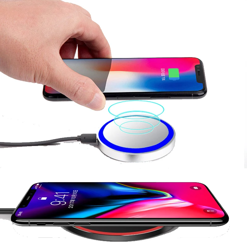 

smart phone Qi Wireless Charger Compatible iPhone XR/XS/Xs/X/8/8P Galaxy S9 /S9+/S8/S8+/Note 9/8 Round Charging Pad