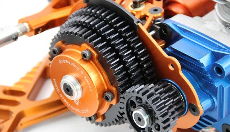 

GTB 3 Speed transmission system kit with plastic gear cover for 1/5 HPI Baja 5B 5T 5SC KM ROVAN