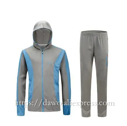 Летний стиль, мужская спортивная одежда для рыбалки, анти-москитная, быстросохнущая, дышащая, 40+, анти-УФ, мужские рубашки с капюшоном для рыбалки - Цвет: Ice silk set 05