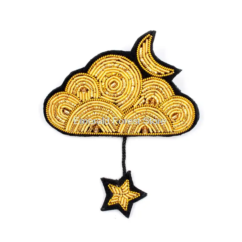 Moonlighting Moon and Stars Embroidered Pin