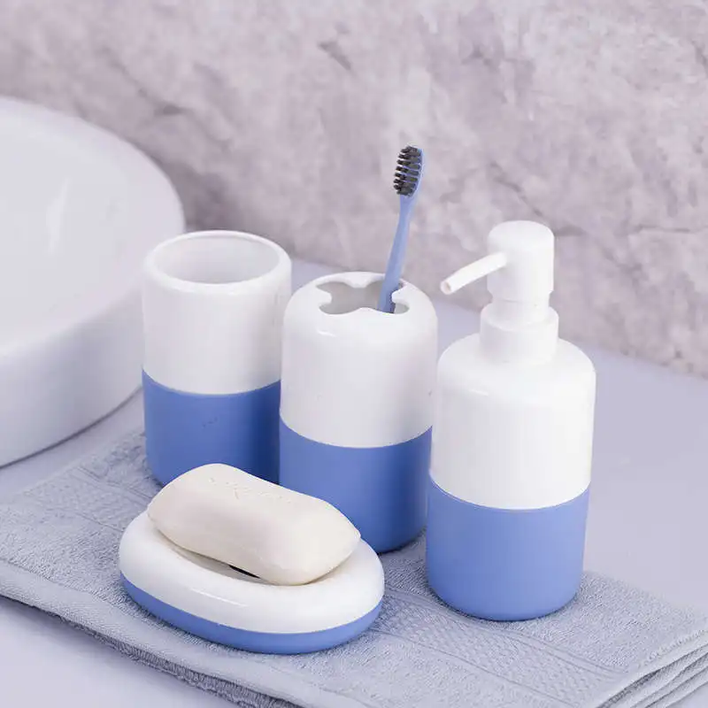 SDARISB красочный минималистичный пластиковый набор для мытья стаканчиков для зубных щеток, цилиндрическая эмульсионная бутылка для туалета, четыре комплекта - Цвет: 3