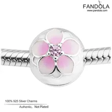 Подходит Pandora Подвески браслет 925 стерлингового серебра цветок бисера цветение магнолии шармы из стерлингового серебра для изготовления ювелирных изделий kralen
