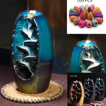 Водопад курильница для благовоний горелка ручной работы керамическая курильница ладан держатель Крытый Ретро стиль для домашнего декора с 10 конусами благовония