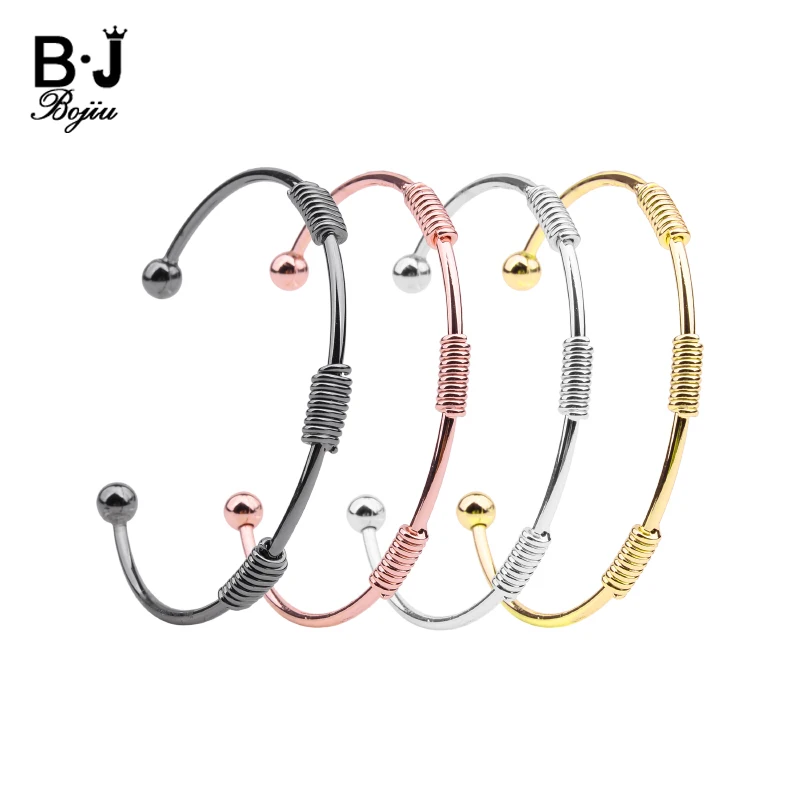

BOJIU Luxury Designer Copper Bangles For Women Adjustable Gold Silver Rose Gold Black Gun Inspirational Arm Cuff Bracelets BR021
