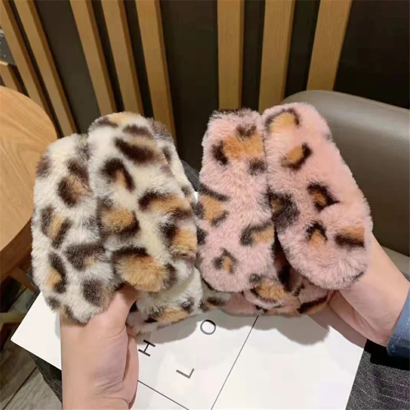 UVR Rabbit Ear Leopard Hair Fur Phone Case For iPhone X XS 8 7 6 Plus Soft Cover Plush Warm Fluffy Bag Fundas |
