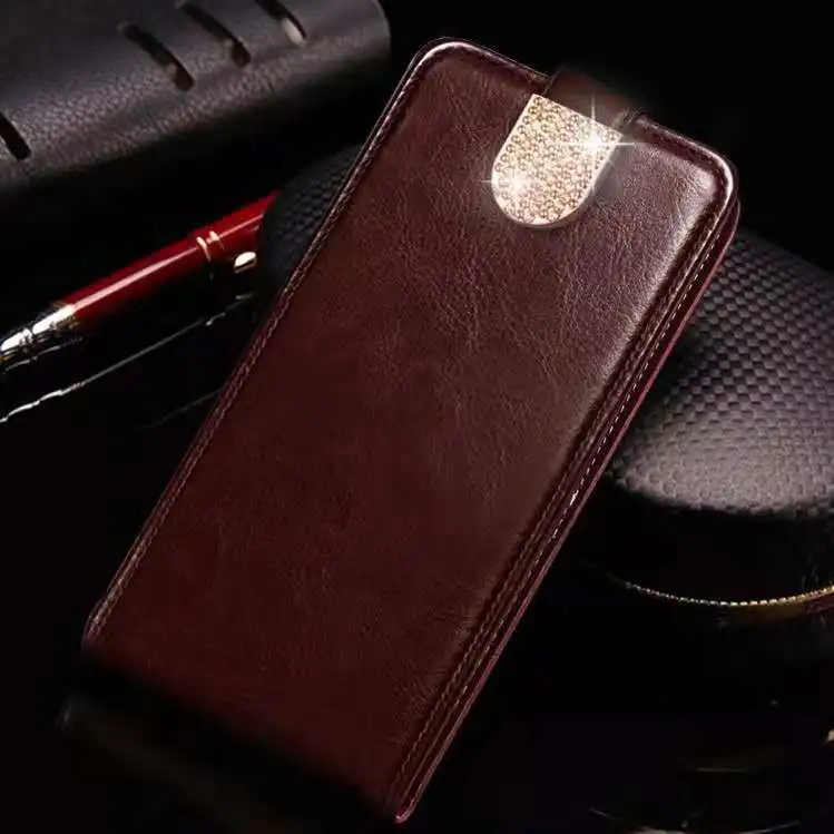 Чехол для Blackview A60, роскошный чехол-бумажник из искусственной кожи, чехол для телефона, чехол для Blackview A60, откидной защитный чехол - Цвет: Brown With diamond