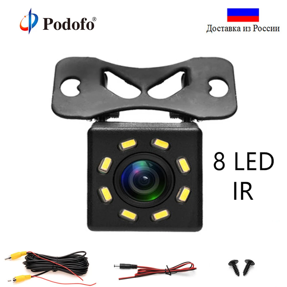 

Podofo 8 LED Mini Car Reverse Parking Camera IP66 Auto Front Rear View Camera Backup Wide Angle HD Color Image IR Night Vision