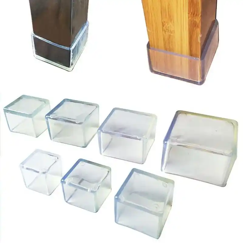 4pcs Transparent Chair Leg Caps Non Slip Furniture Table