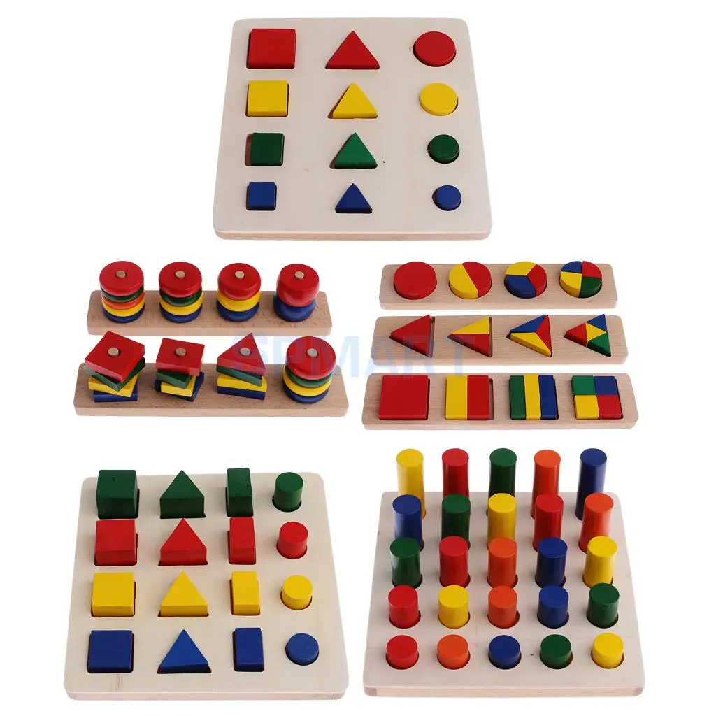 8 Set Montessori Sensorial Material Geometry Matching Teaching Supplies