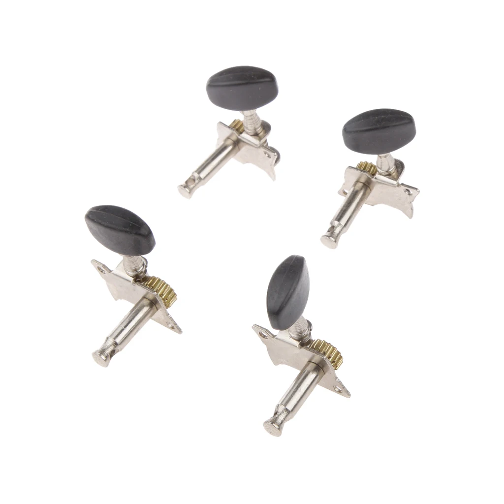 2L 2R Black Ukulele Tuners Machine Head W/ Ferrule Screw For 4 String Guitar Tuning Peg Ferrule & Screw