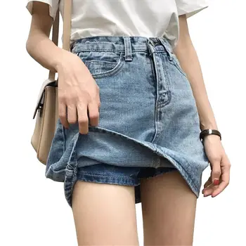 

Women Plus Size Mini Denim Skirt (with Lining Shorts) S M L XL 2XL 3XL 4XL 5XL