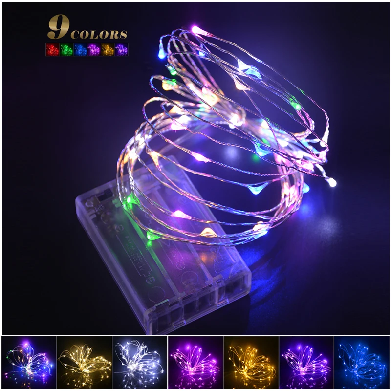 9colors 2M / 5M 20/ 50 LEDs RGB Holiday Lighting LED Copper Wire String Fairy Light Strip Lamp ...