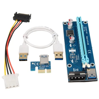 

Wholesale USB 3.0 PCI-E Express 1x to 16x Riser Board Extender Adapter Card with SATA 15pin Male to 6pin Power Cable