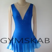 Elegant V neck Flower Figure Skating Dress Women's Girl's Customized Ice Skating Dress Sleeveless Gymnastics Costume 5502