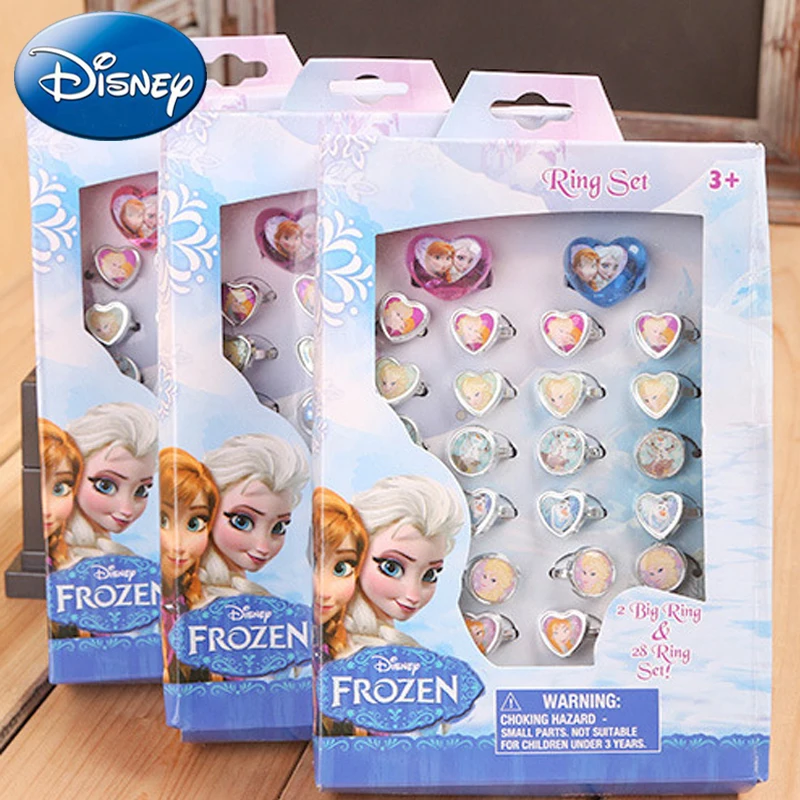 

Disney Pretend Toys 30pcs/set Girl Frozen Elsa Anna Kids Cartoon Heart Ring Accessories Child Jewelry Cosmetic Birthday Gift