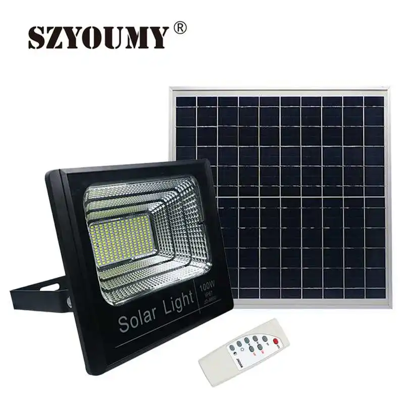 SZYOUMY открытый светодиодный солнечный свет Водонепроницаемый IP67 прожектор 40 Вт 60 Вт 100 Вт прожектор на солнечной Панель 220 V сад настенный