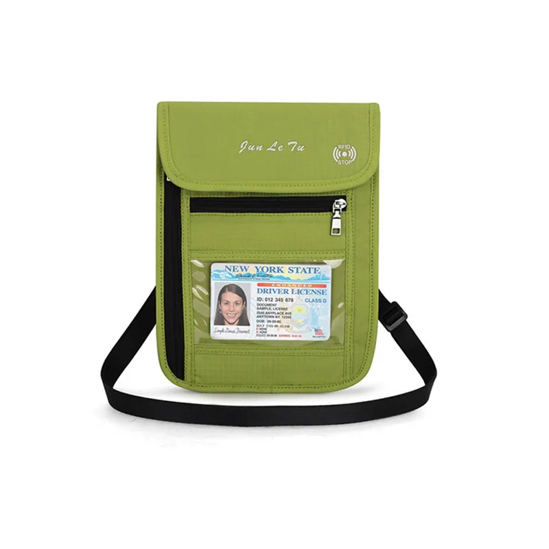 RFID Блокировка Путешествия многофункциональный шейный чехол Обложка для паспорта дорожный кошелек Водонепроницаемый ID держатель для карт для мужчин и женщин - Цвет: Green