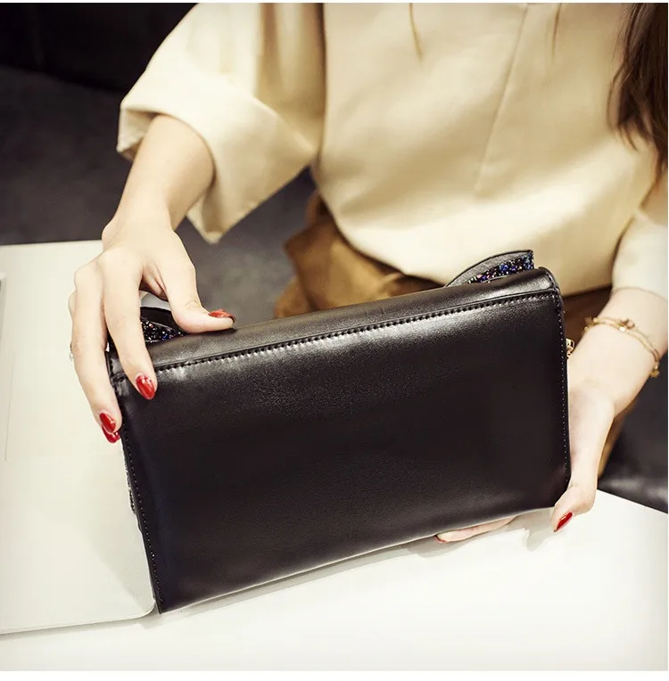 Fashion Bow Women clutch Sparkling luxury lady evening bags chain messenger bag for female Shoulder bag Women's Clutches  (19)