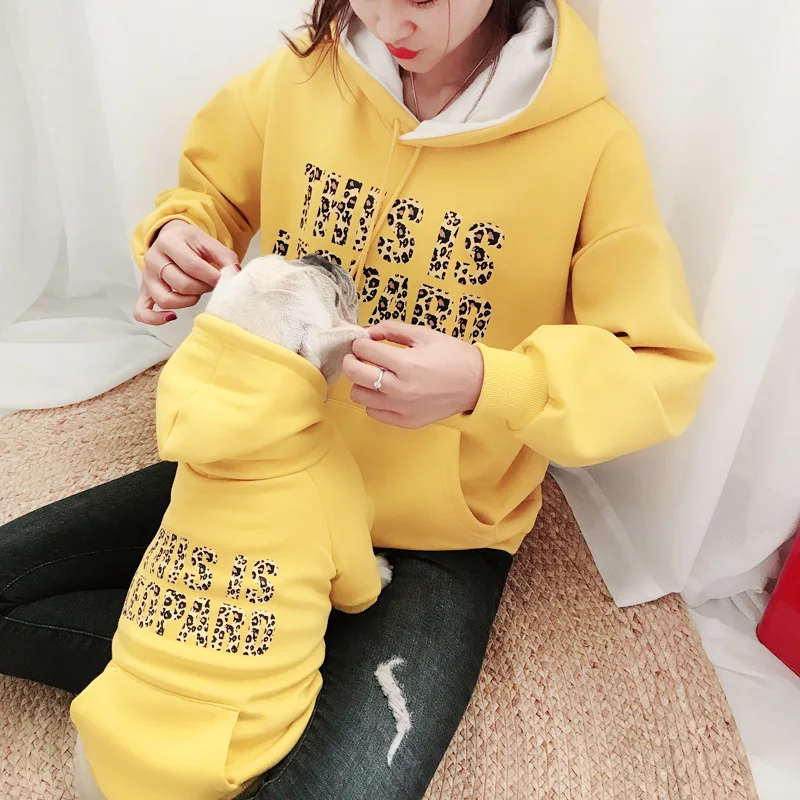 

Leopard Fleece Family Clothes For Dog Parent-Child Outfit Small Large Dog Fleece Coat Jacket Bulldog Pet Cat Pajamas Hoodi Shirt