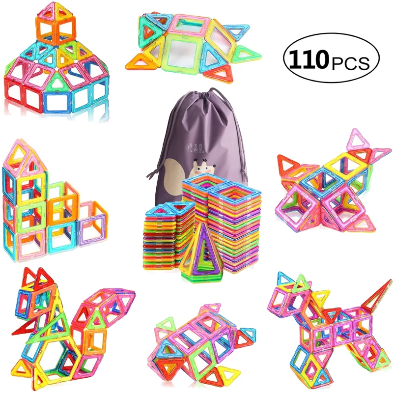 

110pcs Big Size Magnetic Blocks Designer DIY Plastic Building & Construction Toy Magnetic Tiles Educational Toys For Children