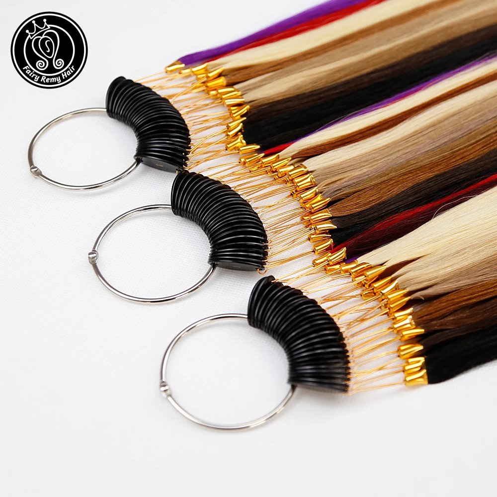 Fairy Remy Hair 100% Remy Human Hair Color Rings/ Colour Charts 26 Colors Available Can Be Dyed For Salon Sample Free Shipping