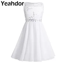 Детское летнее шифоновое платье с цветочным кружевом и блестками для девочек на свадьбу, вечеринку, день рождения