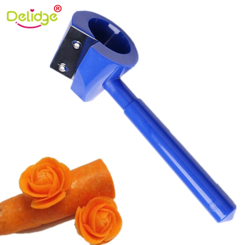 

Delidge 1 pc Carrot Garnishes Stainless Steel Cucumber Flower Curler Decorating Maker Long Handle Vegetable Shredders Slicer