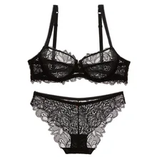 JIGERJOGER, темно-синий, винно-красный, черный летний женский сексуальный кружевной бюстгальтер, не мягкий, без губки, бюстгальтер, набор прозрачных женских кружевных трусов