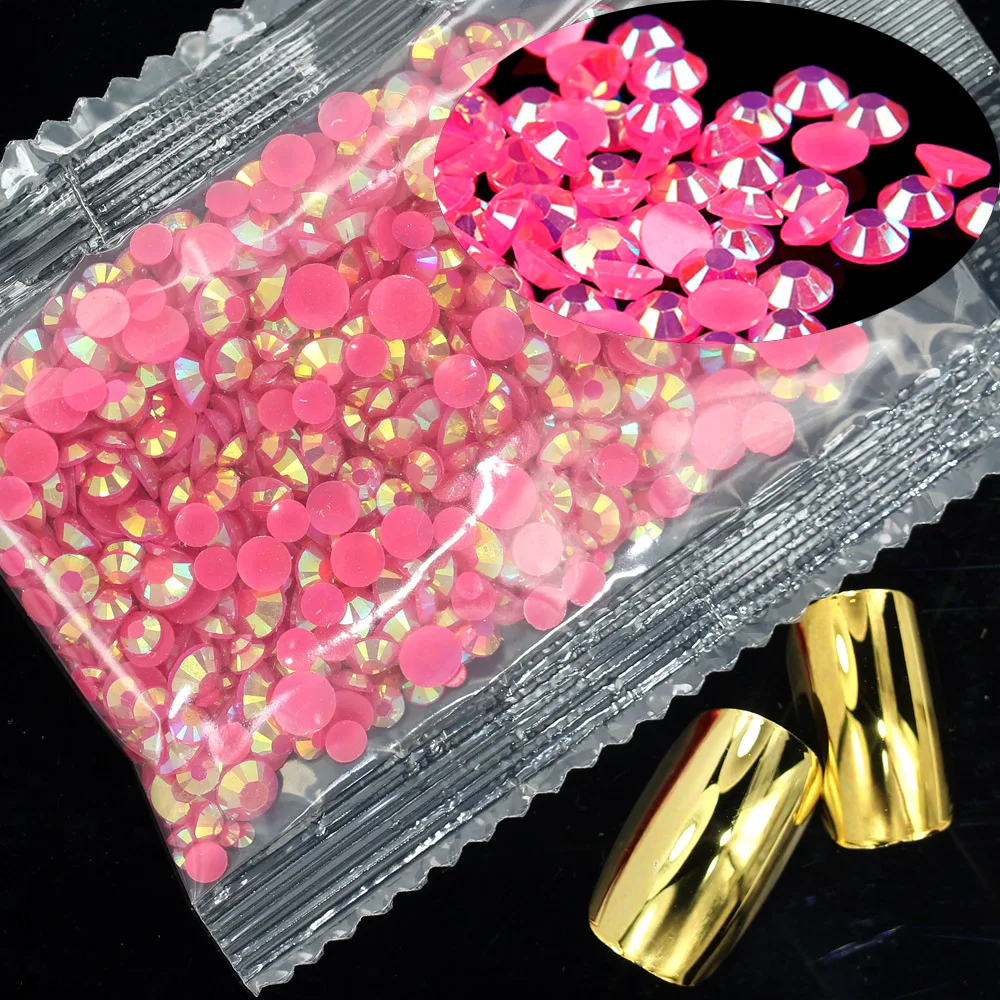 

DIY Nail Gems 1000pcs 2 3 4 5mm Mixed Sizes Resin Rhinestones Flatback Round Glue On Non Hotfix Stones Appliques For Craft
