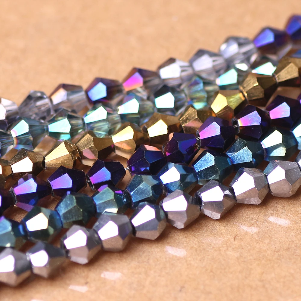 

Glass Czech Beads For Needlework AAA 2/3/4mm Bicone Crystal Loose Plated Spacer Beads For DIY Jewelry Findings Fit Bracelet