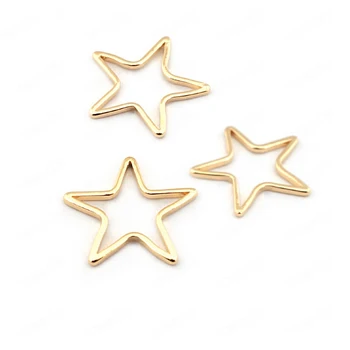 

(33589)20PCS 14MM 24K Gold Color Brass Star Shape Closed Rings Connect Rings High Quality Diy Jewelry Findings Accessories