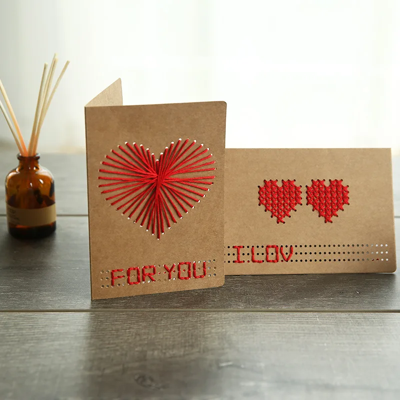 

1set DIY Handmade Love Vintage Kraft Paper Envelopes Greeting Card Blessing Cards Photo Letter Storage For Office School