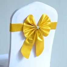 Золотой цвет, пояс для стула, Бабочка, стиль, галстук-бабочка, эластичный пояс, лайкра, лента, спандекс, чехол для стула, одежда Свадебная