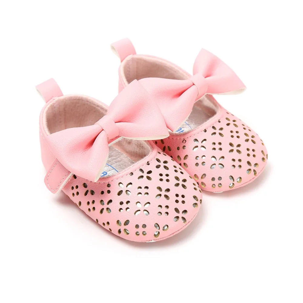 

Fashion Toddler Crib Shoes Bow Shoes First Step Neonatal Soft Soles Baby Bed Shoes Baby Girl Princess Cute Pu Leather Shoes