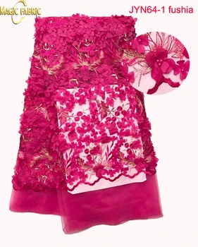 

New French beads net lace,African tulle mesh lace fabric high quality for party wedding dress 5yards/lot JYN64