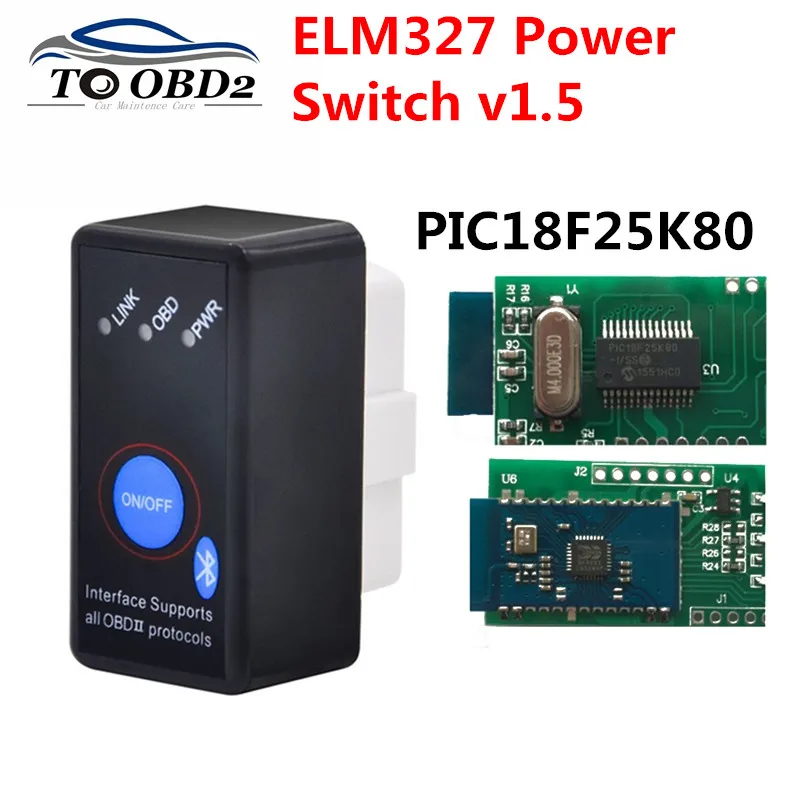 V1.5 мини ELM327 Bluetooth в режиме включения/выключения с PIC18F25K80 чип ELM 327 версии 1 5 OBD2/OBDII