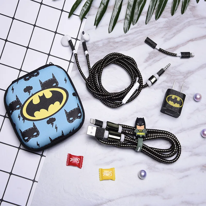 Мультяшный USB кабель для наушников набор протекторов с коробкой наклейки намотки