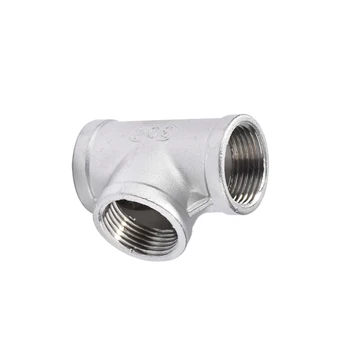 

1/4" 3/8" 1/2" 3/4" 1" 1-1/4" 1-1/2" BSP Female Thread 201 Stainless Steel Tee Type Three Way Pipe Fitting Connector Adapter