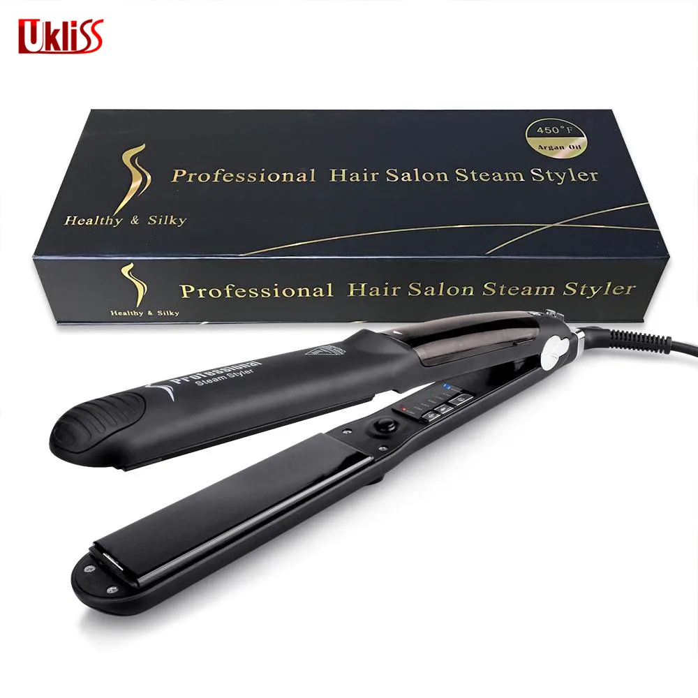 Steam Function Flat Iron Tourmaline Ceramic Vapor Professional Hair Straightener with Argan Oil Infusion Straightening Irons Steam Function Flat Iron Tourmaline Ceramic Vapor Professional Hair Straightener with Argan Oil Infusion Straightening Irons