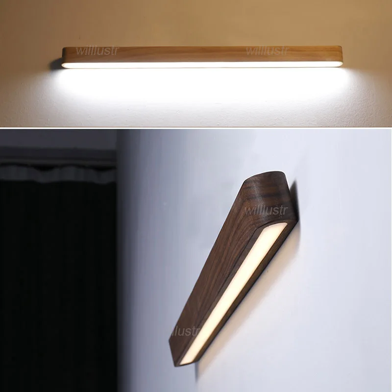Willlustr деревянный светодиодный настенный светильник Современный Бра черный орех финская сосна гостиная спальня ресторан отель Япония стиль освещение