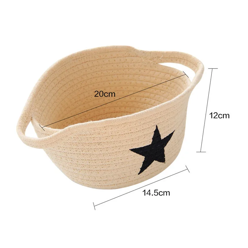 Storage Basket Round Boat Cotton Handmade Woven Sundries Snacks Food Laundry Basket Office Desktop Neatening Box Storage Basket Round Boat Cotton Handmade Woven Sundries Snacks Food Laundry Basket Office Desktop Neatening Box