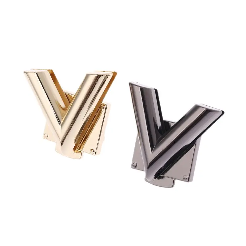 

V Shape Clasp Turn Locks Twist Lock Metal Hardware For DIY Handbag Shoulder Bag Purse