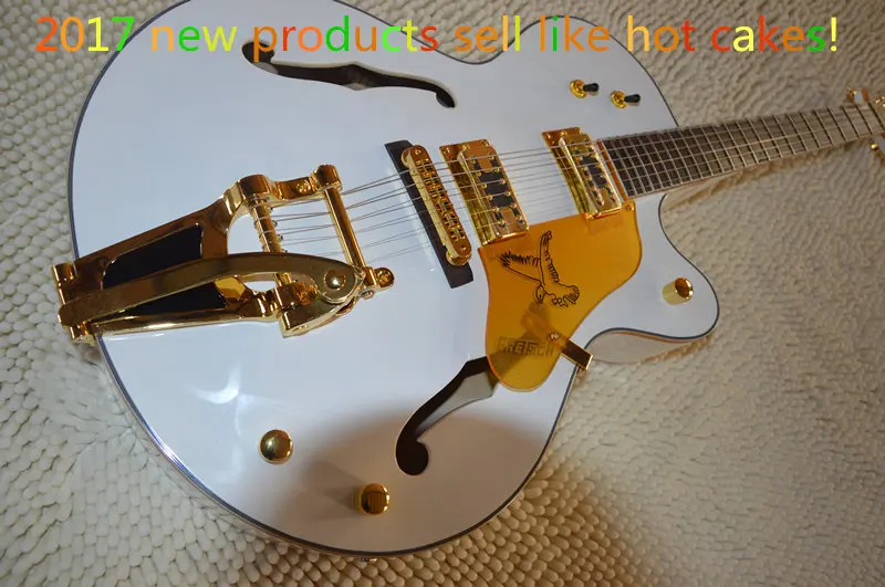 

6 string Semi hollowbody guitar White Falcon Ebony fingerboard Golden tuner and tailpiece Color can custom With quality bridges
